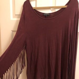 Maroon fringe shirt